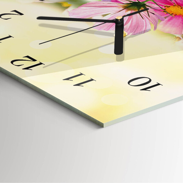 Square wall clock Cosmos Flowers