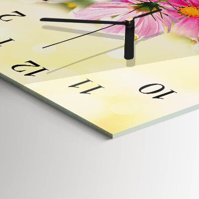 Square wall clock Cosmos Flowers