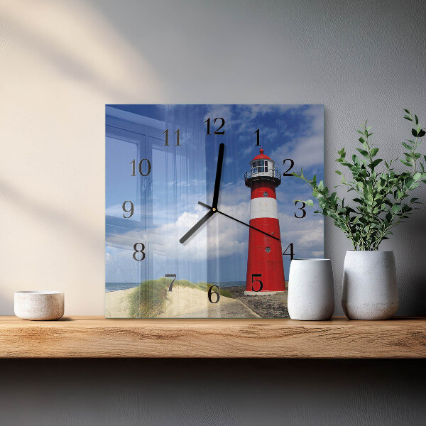 Square wall clock Lighthouse