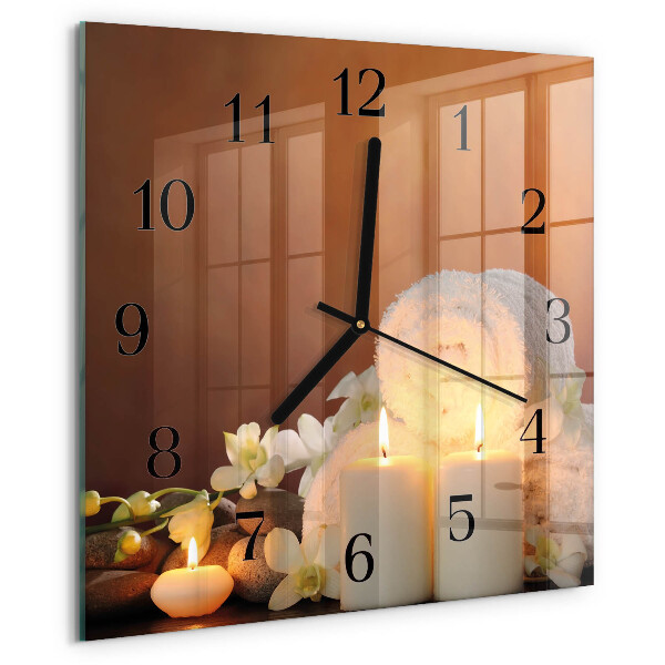 Square wall clock Spa Candles