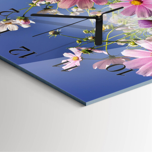 Square wall clock Cosmos Flowers
