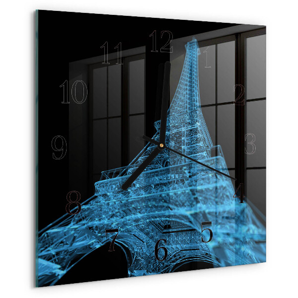 Square wall clock Eiffel Tower Paris