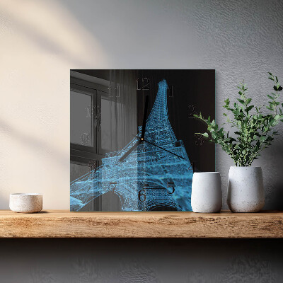 Square wall clock Eiffel Tower Paris