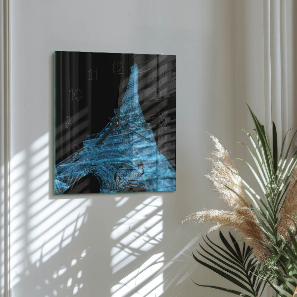 Square wall clock Eiffel Tower Paris