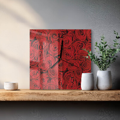 Square wall clock Roses