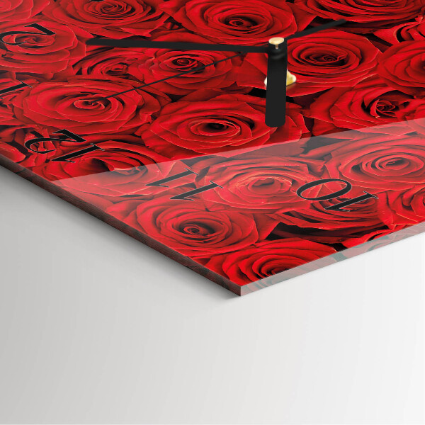 Square wall clock Roses