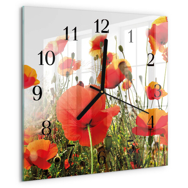 Square wall clock Poppies