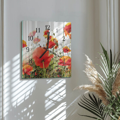 Square wall clock Poppies