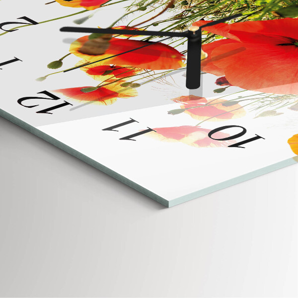 Square wall clock Poppies