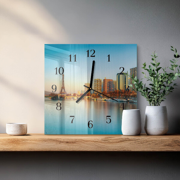 Square wall clock Eiffel Tower Paris