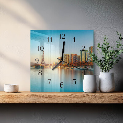Square wall clock Eiffel Tower Paris