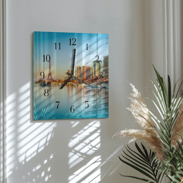 Square wall clock Eiffel Tower Paris