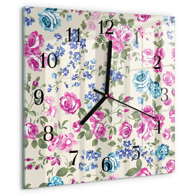 Square wall clock Roses