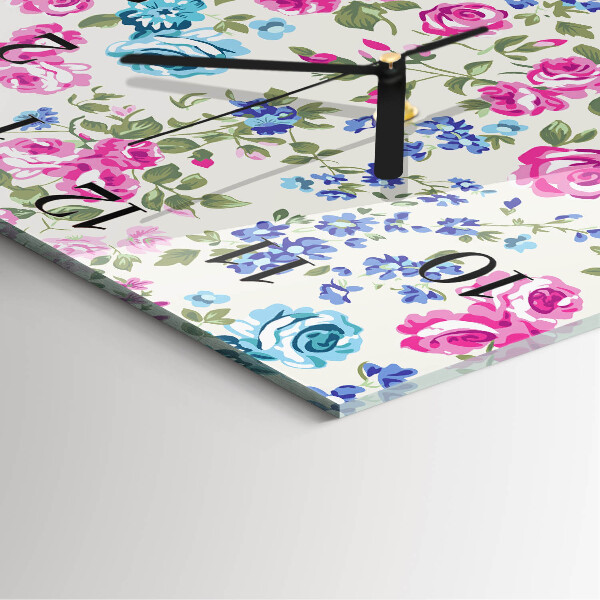 Square wall clock Roses