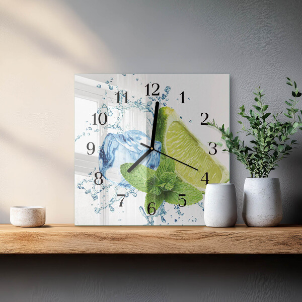 Square wall clock Lime and Mint