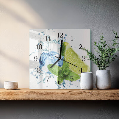 Square wall clock Lime and Mint