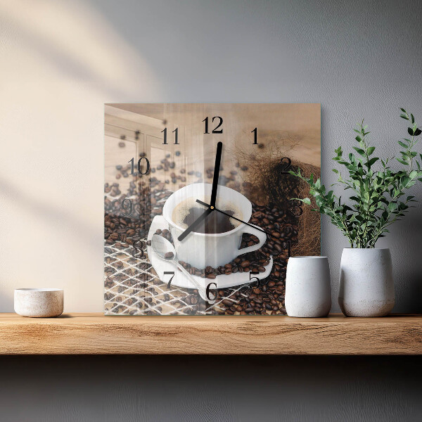 Square wall clock Cup of Coffee