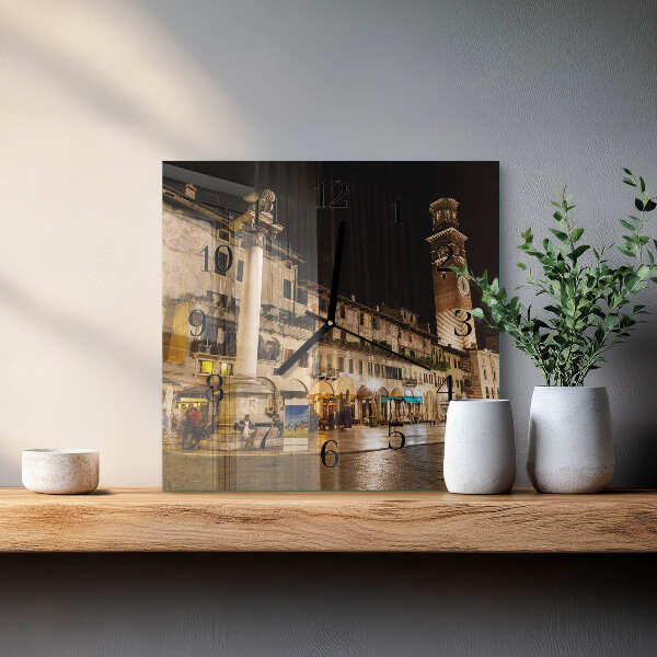 Square wall clock Night on the Town