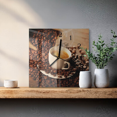 Square wall clock Cup of Coffee