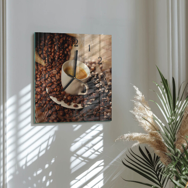 Square wall clock Cup of Coffee