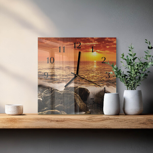 Square wall clock Sunset