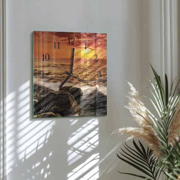 Square wall clock Sunset