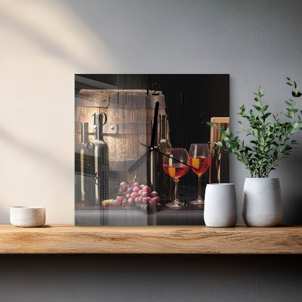 Square wall clock Wine Barrel