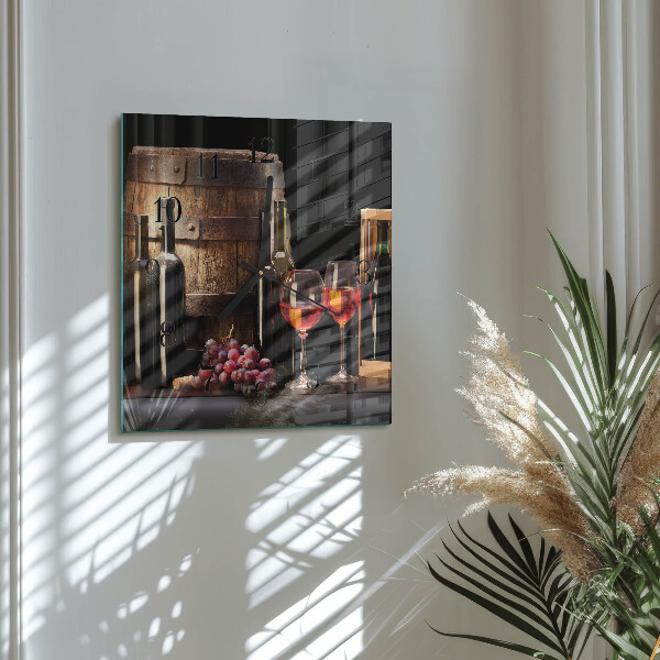 Square wall clock Wine Barrel