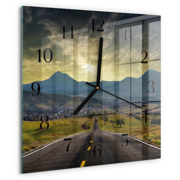 Square wall clock Path Mountains