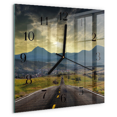 Square wall clock Path Mountains
