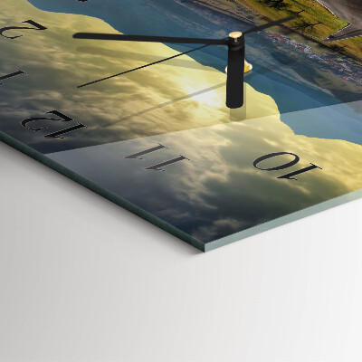 Square wall clock Path Mountains