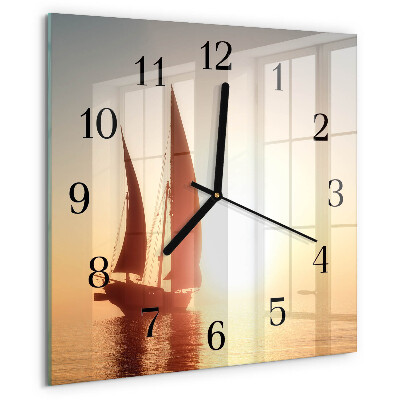 Square wall clock Sailboat