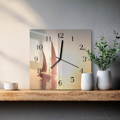 Square wall clock Sailboat