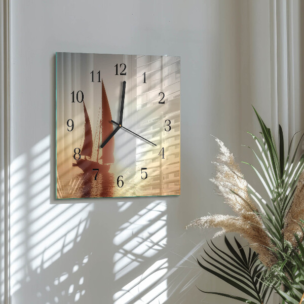 Square wall clock Sailboat