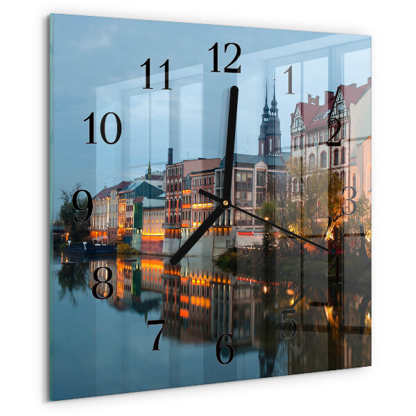 Square wall clock Old town