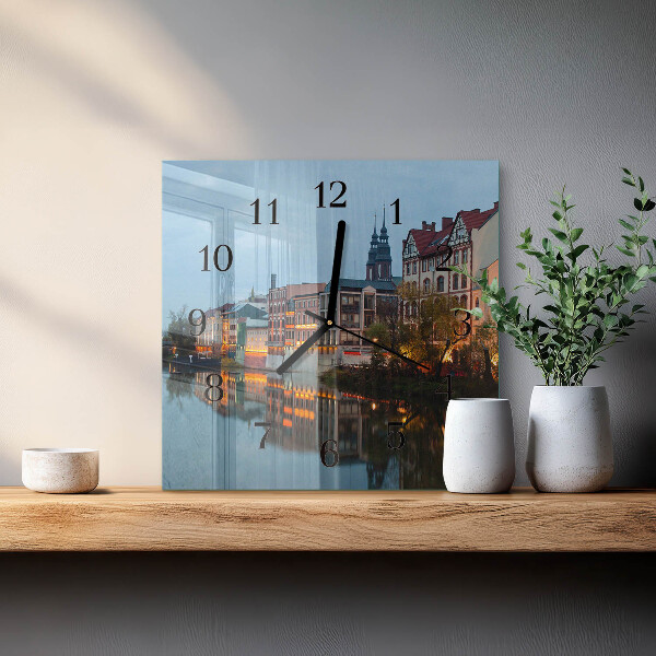 Square wall clock Old town