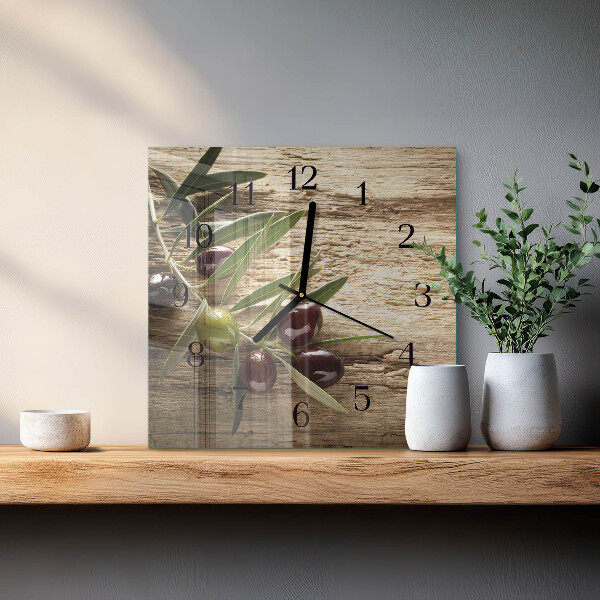 Square wall clock Olives