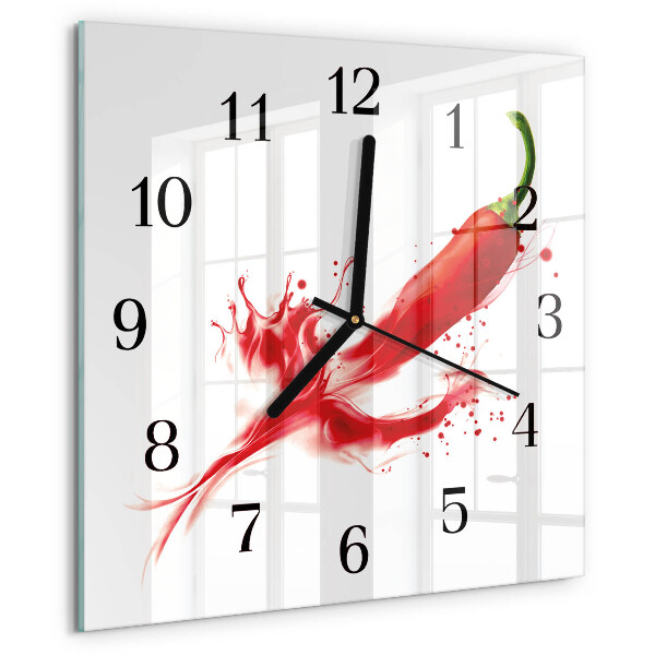 Square wall clock Chili pepper