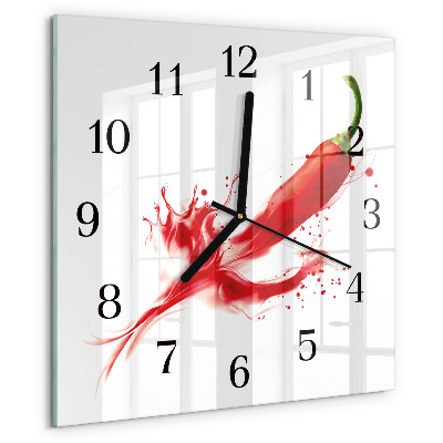 Square wall clock Chili pepper