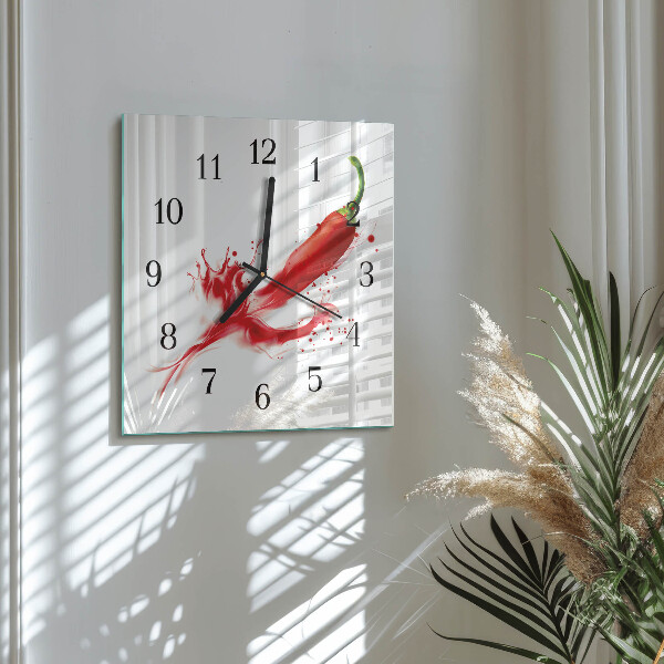 Square wall clock Chili pepper
