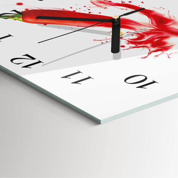 Square wall clock Chili pepper