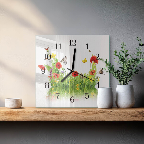 Square wall clock Meadow