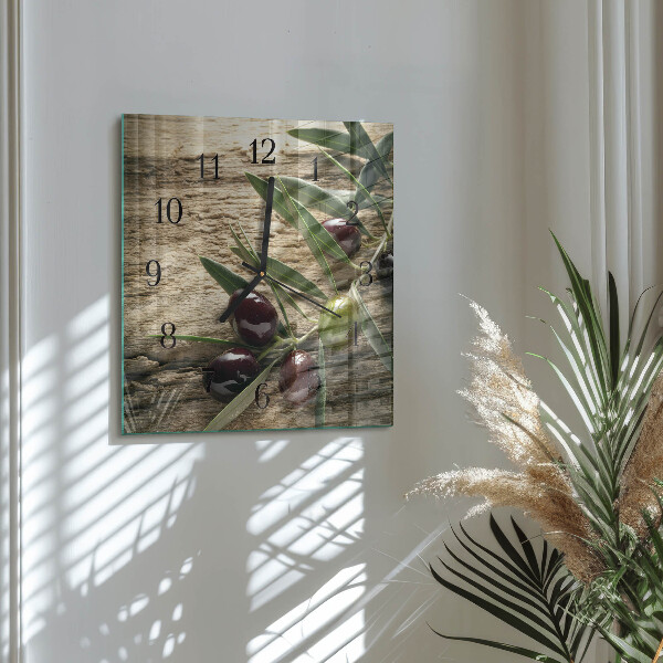 Square wall clock Olives