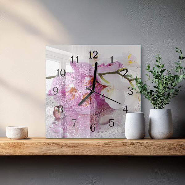 Square wall clock Orchid