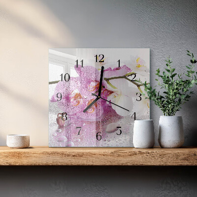 Square wall clock Orchid