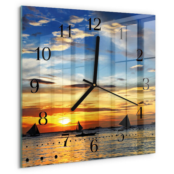 Square wall clock Sunset