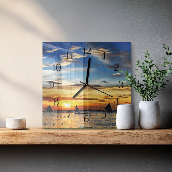 Square wall clock Sunset