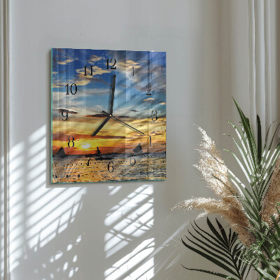 Square wall clock Sunset