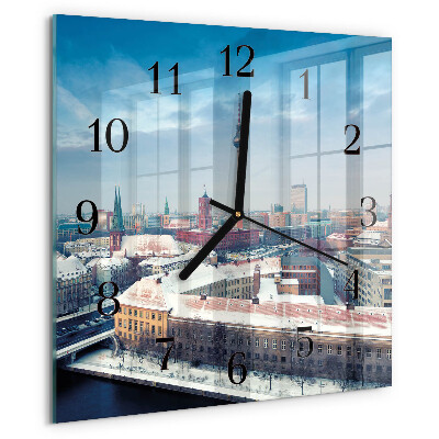 Square wall clock Winter City