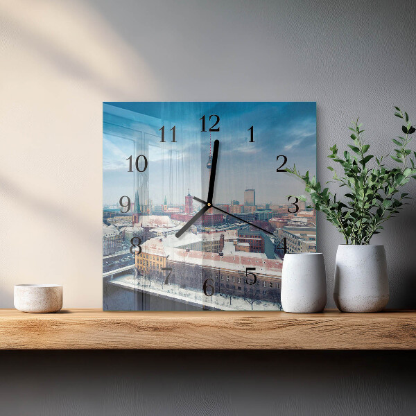 Square wall clock Winter City